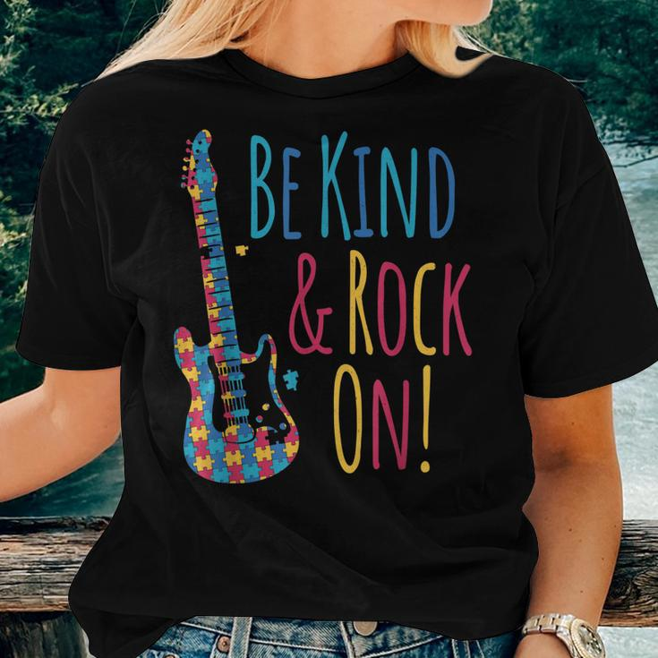 Be Kind And Rock On – Puzzle Guitar Asd Autism Awareness Women T-shirt Gifts for Her