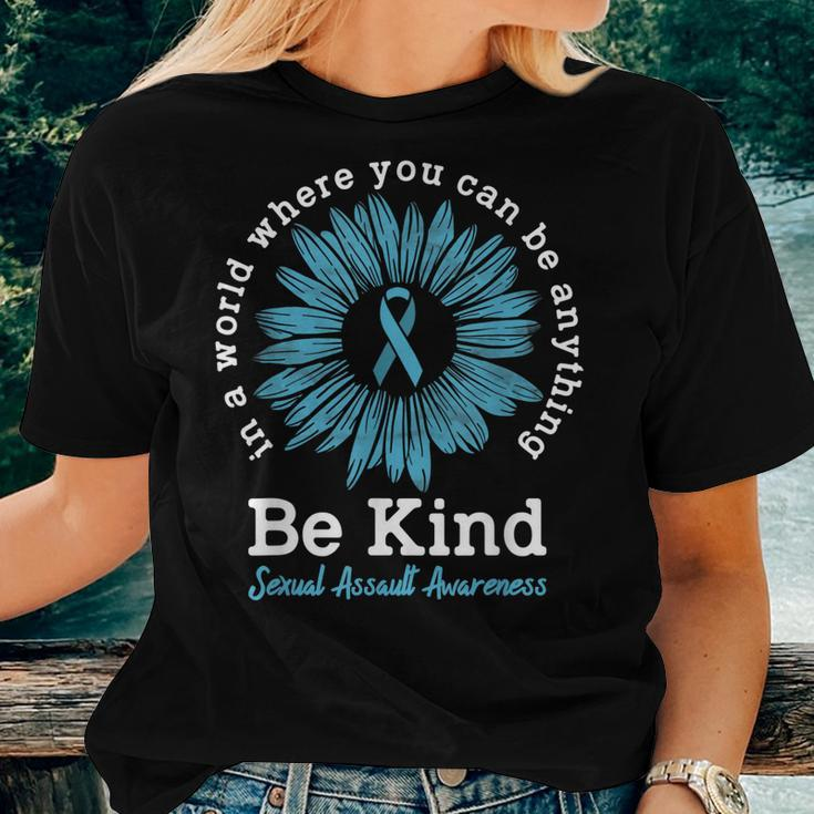Be Kind Sexual Assault Awareness Sunflower Ribbon Kindness Women T-shirt Gifts for Her