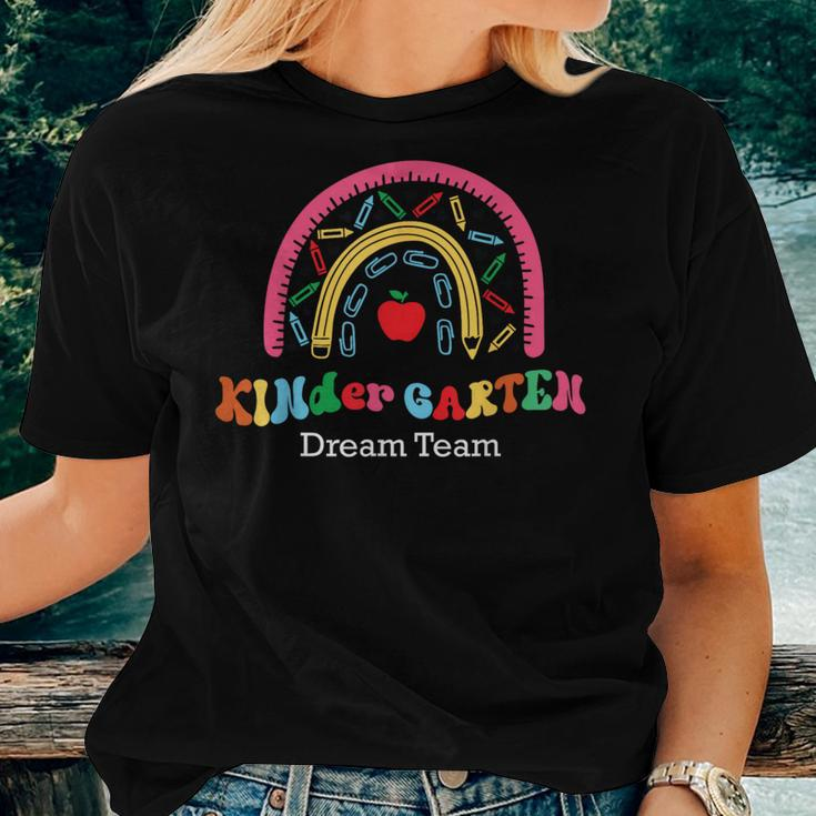 Kindergarten Dream Team Rainbow Welcome Back To School Women T-shirt Gifts for Her