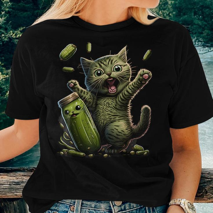Kittens Vs Gherkin Pickle Cat Mom Lady For Mom Women T-shirt Crewneck Gifts for Her