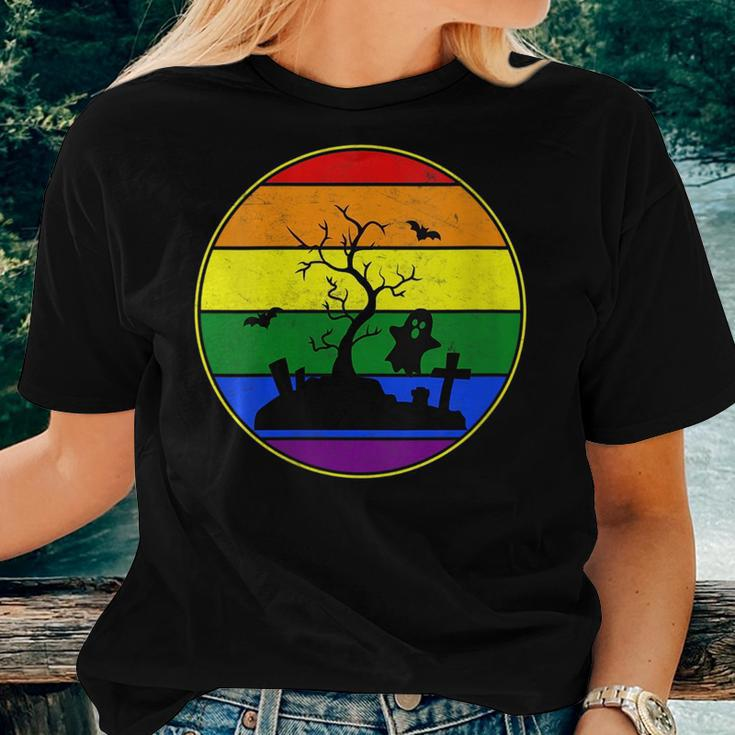 Lesbian Stuff Lgbtq Gay Goth Pride Rainbow Spooky Graveyard Women T-shirt Gifts for Her