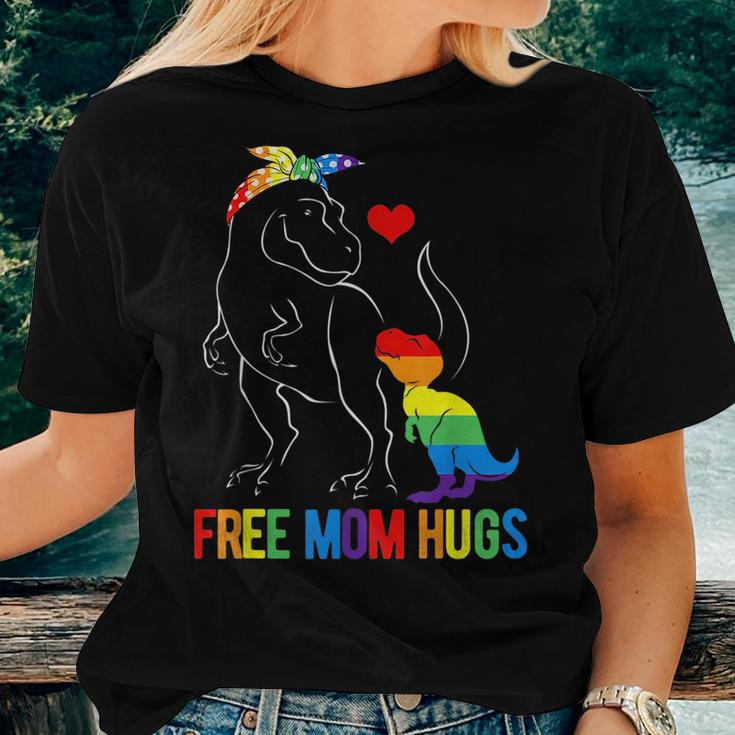 Lgbt Free Mom Hugs Dinosaur Rex Mamasaurus Ally Rainbow Flag Women T-shirt Gifts for Her