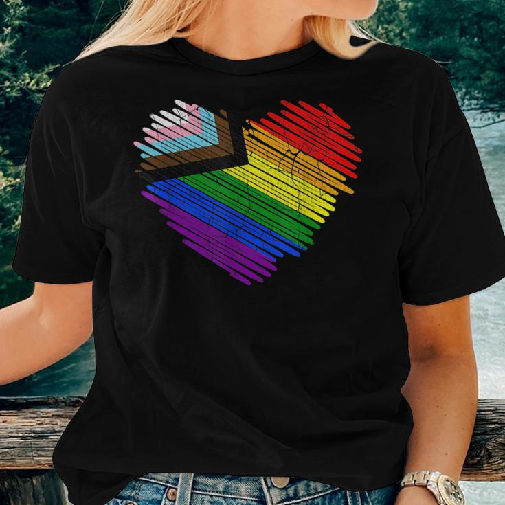 Lgbt The Modern Pride Flag Heart Pride Rainbow Women T-shirt Gifts for Her