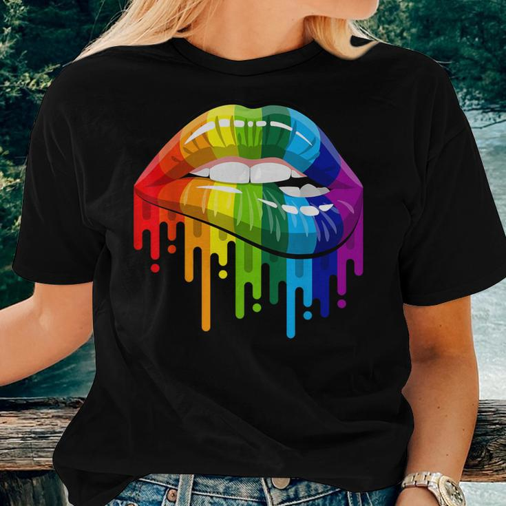 Lgbt Rainbow Lips Pride Gay Homosexual Lesbian Women T-shirt Gifts for Her