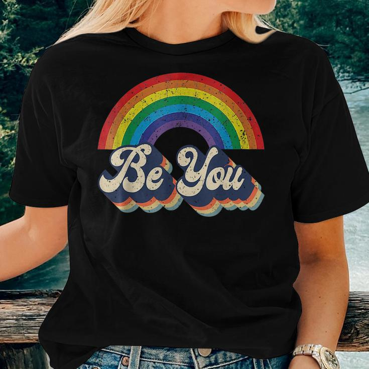 Lgbtq Ally Be You Gay Pride Lgbt Rainbow Flag Retro Women T-shirt Gifts for Her
