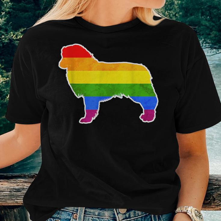Lgbtq Australian Shepherd Dog Rainbow Gay Lesbian Pride Women T-shirt Gifts for Her