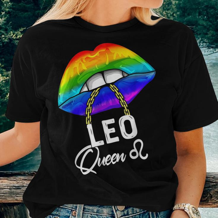 Lgbtq Leo Queen Lips Zodiac Rainbow Gay Pride Flag Lesbain Women T-shirt Gifts for Her