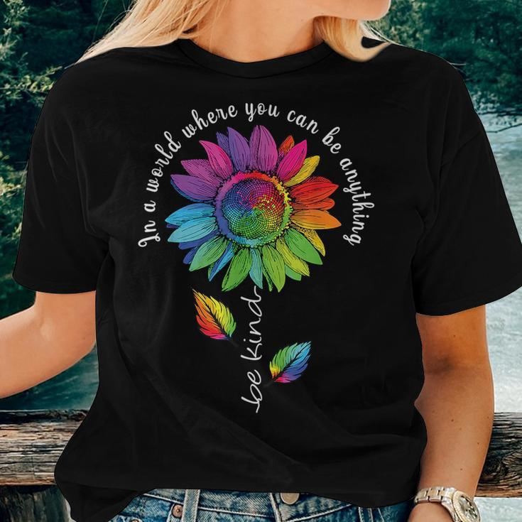 Lgbtq Rainbow Sunflower World Flower Pride Be Equality Kind Women T-shirt Gifts for Her