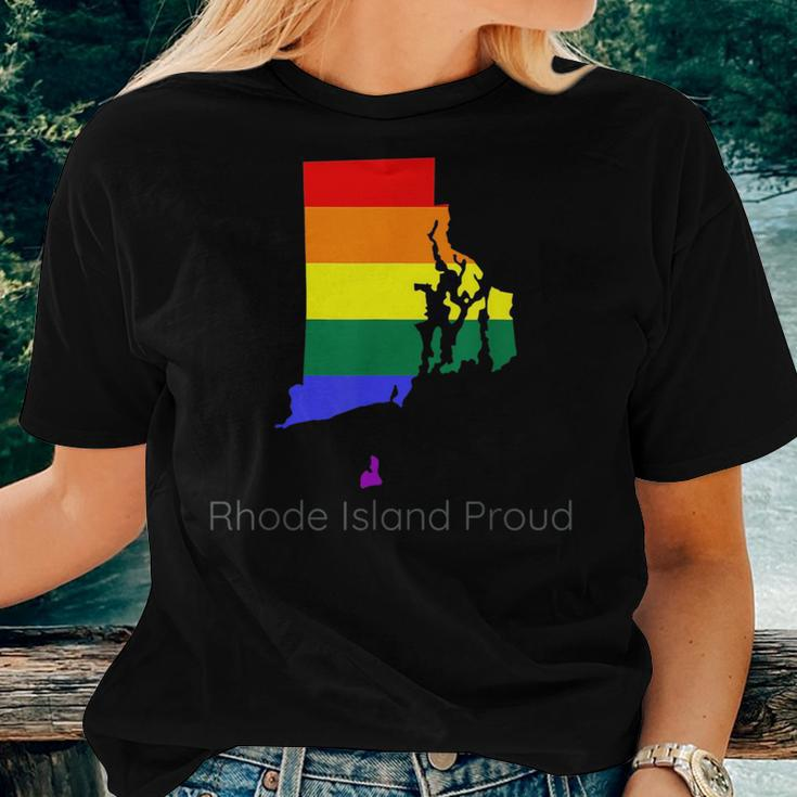 Lgbtq Rhode Island Gay Pride Proud Rainbow Flag Love Is Love Women T-shirt Gifts for Her