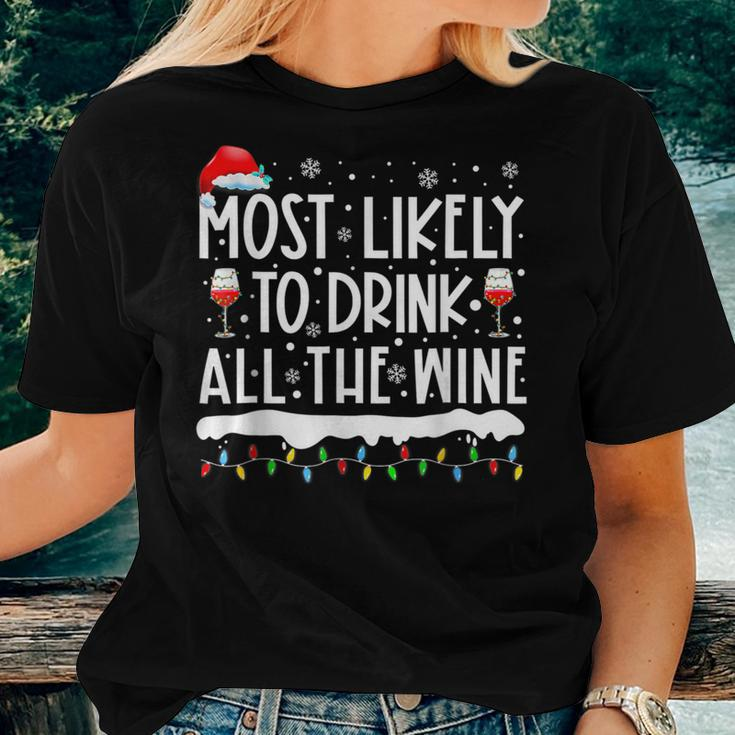 Most Likely To Drink All The Wine Family Matching Men Women T-shirt Gifts for Her