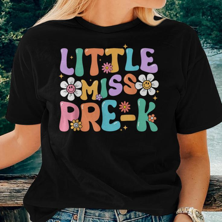 Little Miss Pre K Girl Retro Happy First Day Back To School Women T-shirt Gifts for Her
