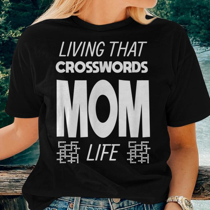 Living That Crosswords Mom Life Crossword Puzzle Lover Women T-shirt Gifts for Her