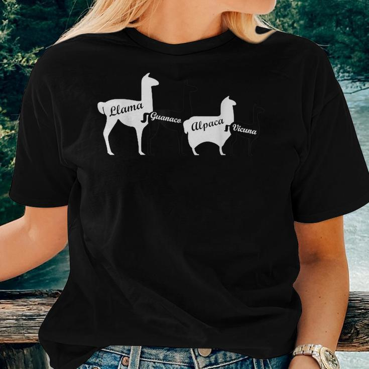 Llama Guanaco Alpaca Vicuna Relative Size Cute Women T-shirt Gifts for Her