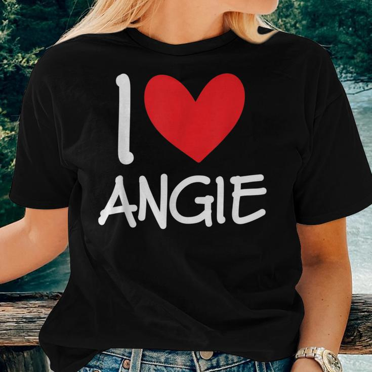 I Love Angie Name Personalized Girl Woman Bff Friend Heart Women T-shirt Gifts for Her