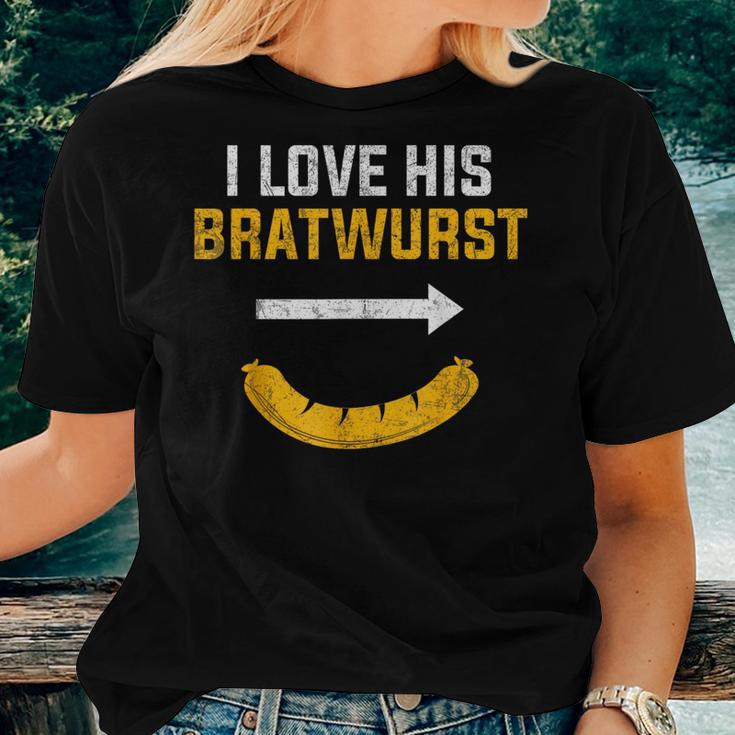 I Love His Bratwurst Matching Couple Oktoberfest Women T-shirt Gifts for Her