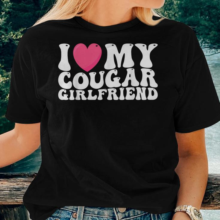 I Love My Cougar Girlfriend Heart Groovy Couples Women T-shirt Gifts for Her
