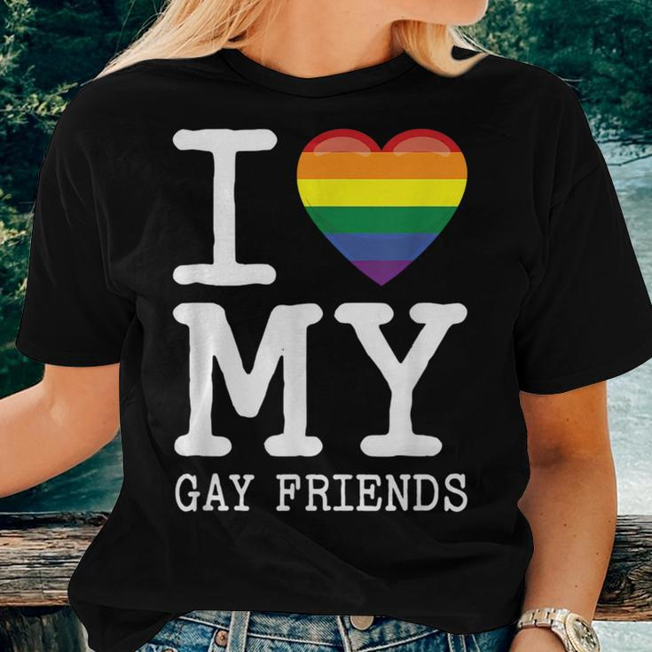 I Love My Gay Friends I Transgender Homosexual Rainbow Heart Women T-shirt Gifts for Her
