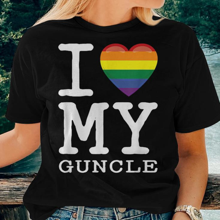 I Love My Guncle Gay Homosexual Rainbow Heart Uncle Nephew Women T-shirt Gifts for Her