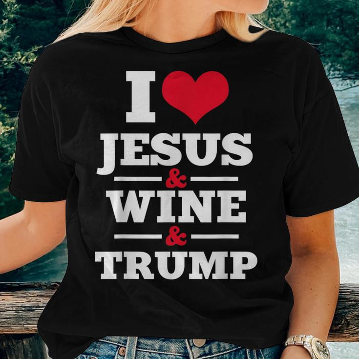 Love Jesus Wine Trump Religious Christian Faith Mom Women T-shirt Gifts for Her