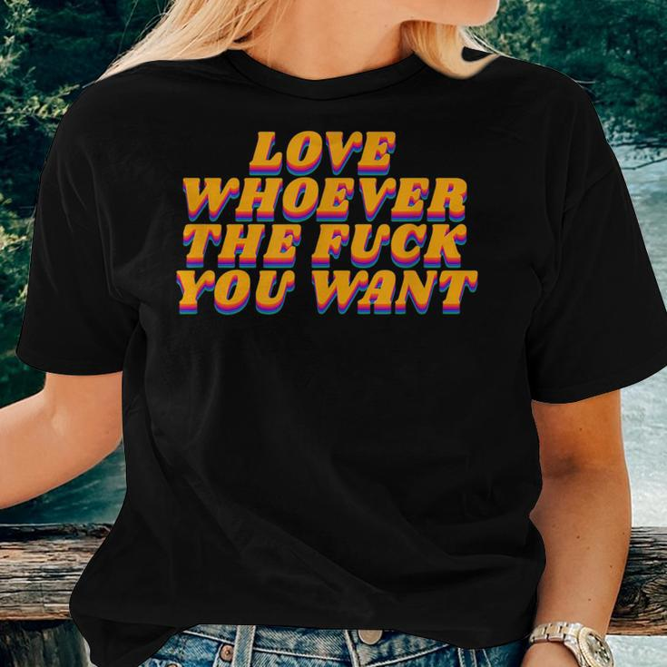Love Whoever You Want Lgbtq Gay Pride 1970S Rainbow Women T-shirt Gifts for Her