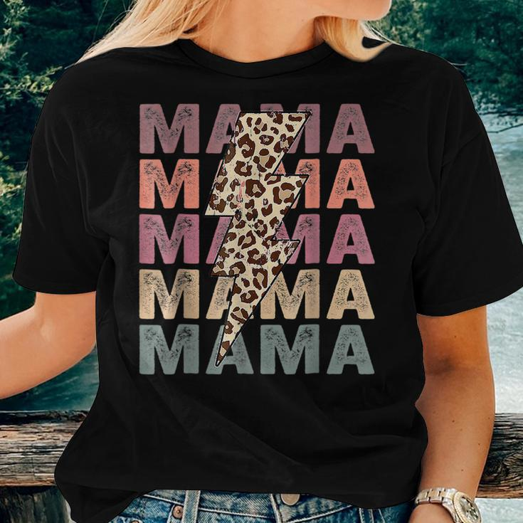 Mama Leopard Mom Lightning Bolt Retro For Mom Women T-shirt Gifts for Her