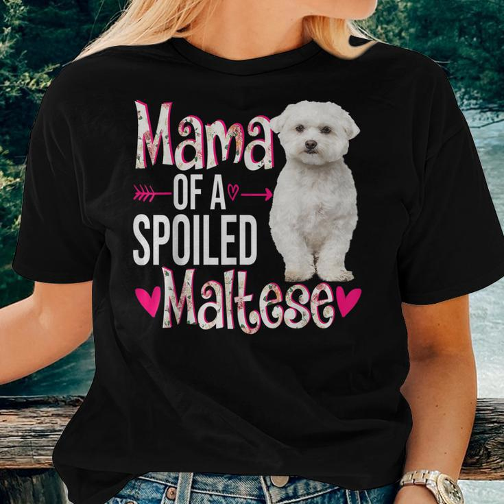 Mama Of A Spoiled Maltese Happy Floral Dog Women T-shirt Gifts for Her