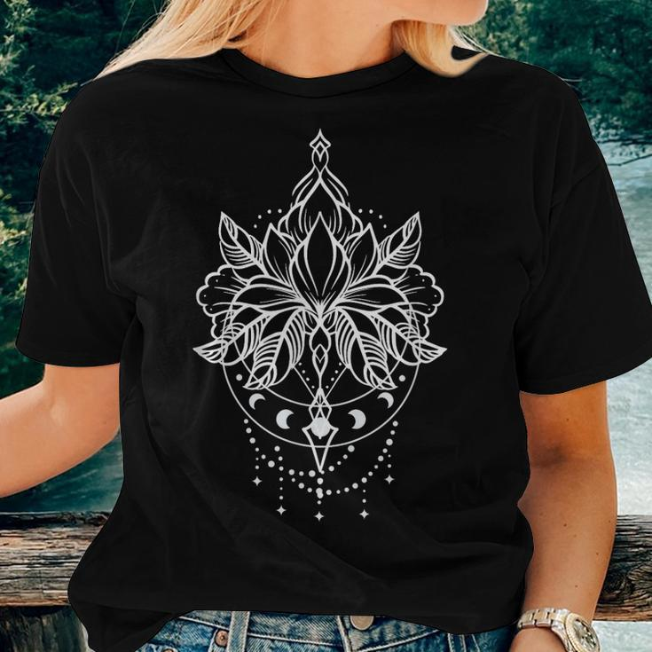 Mandala Lotus Flower Moon Phases Boho Womens Spiritual Women T-shirt Gifts for Her