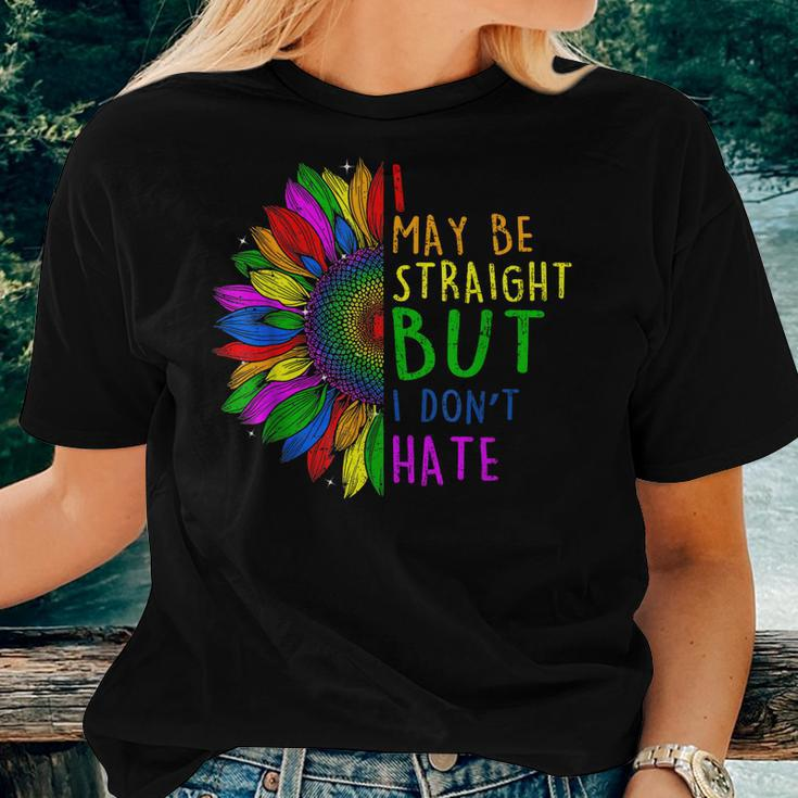 I May Be Straight But I Dont Hate I Lgbt Sunflower Rainbow Women T-shirt Gifts for Her