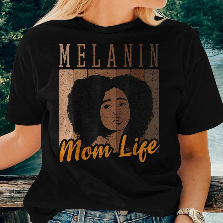 Melanin Mom Afro Curly Messy Bun Life For Women T-shirt Gifts for Her