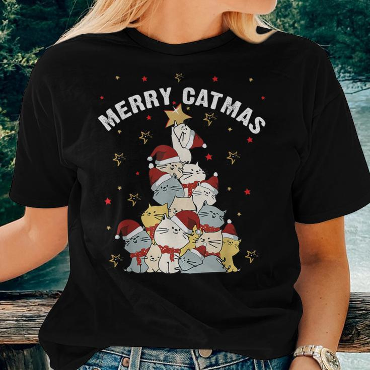 Merry Catmas Cat Mountain Christmas Tree Not Ugly Sweater Women T-shirt Gifts for Her