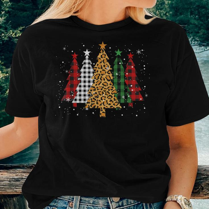 Merry Xmas Tree Buffalo Plaid Leopard Ugly Christmas Sweater Women T-shirt Gifts for Her