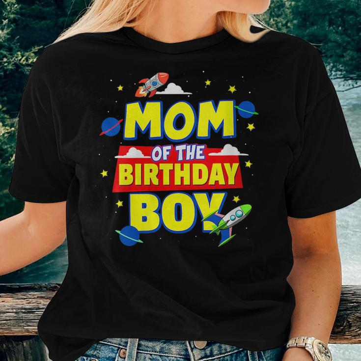Mom Of The Birthday Astronaut Boy Outer Space Theme Party Women T-shirt Casual Daily Basic Unisex Tee Gifts for Her