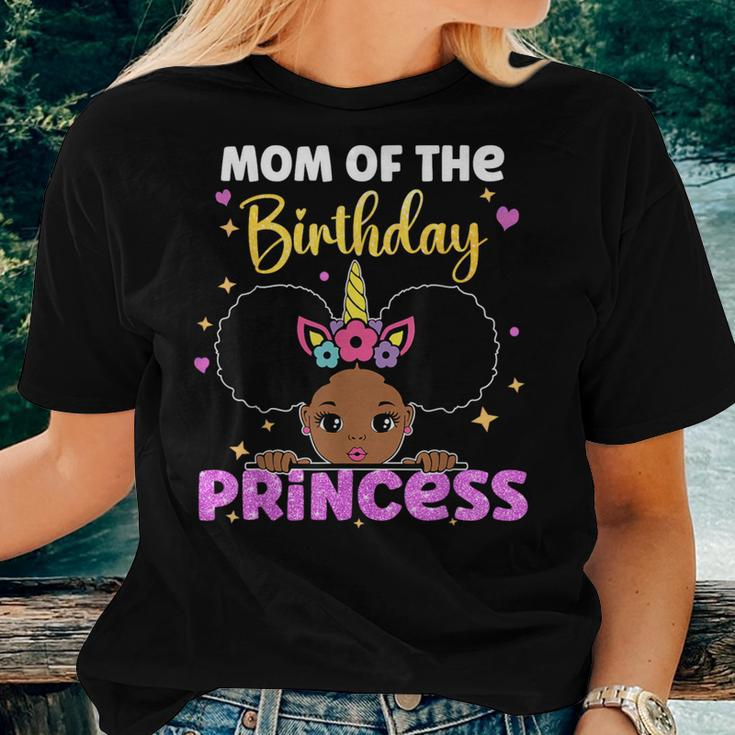Mom Of The Birthday Princess Melanin Afro Unicorn Cute Women T-shirt Gifts for Her