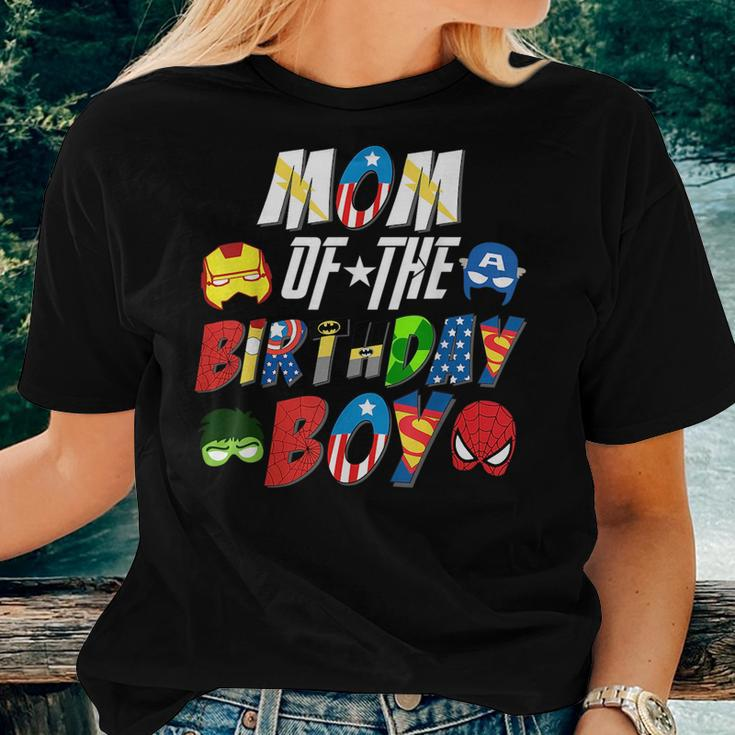 Mom Of The Superhero Birthday Boy Super Hero Family Party Women T-shirt Crewneck Short Sleeve Graphic Gifts for Her