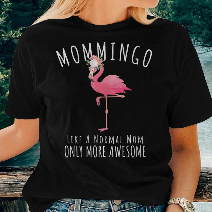 Mommingo Like An Mom Only Awesome Floral Flamingo Women T-shirt Gifts for Her