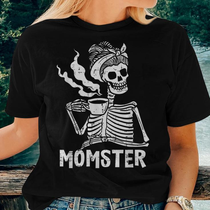 Momster Skeleton Woman Coffee Halloween Mom Mama Women T-shirt Gifts for Her