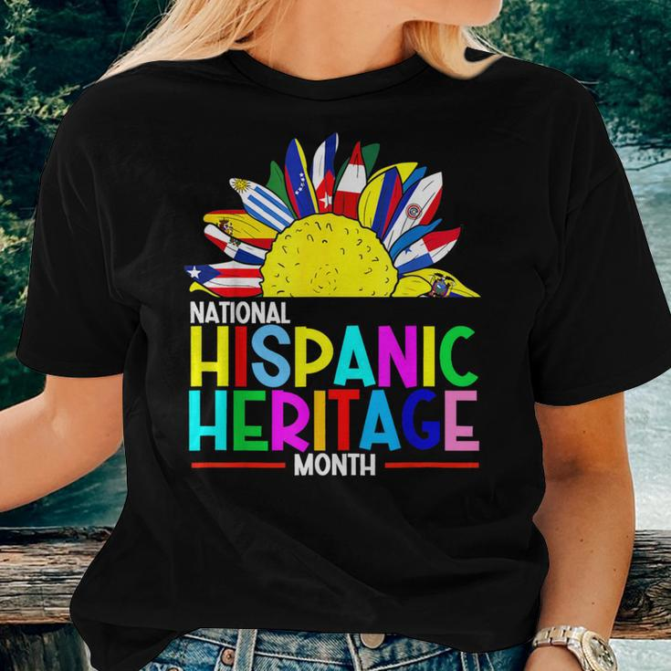 National Hispanic Heritage Month Latino Flags Sunflower Women T-shirt Gifts for Her