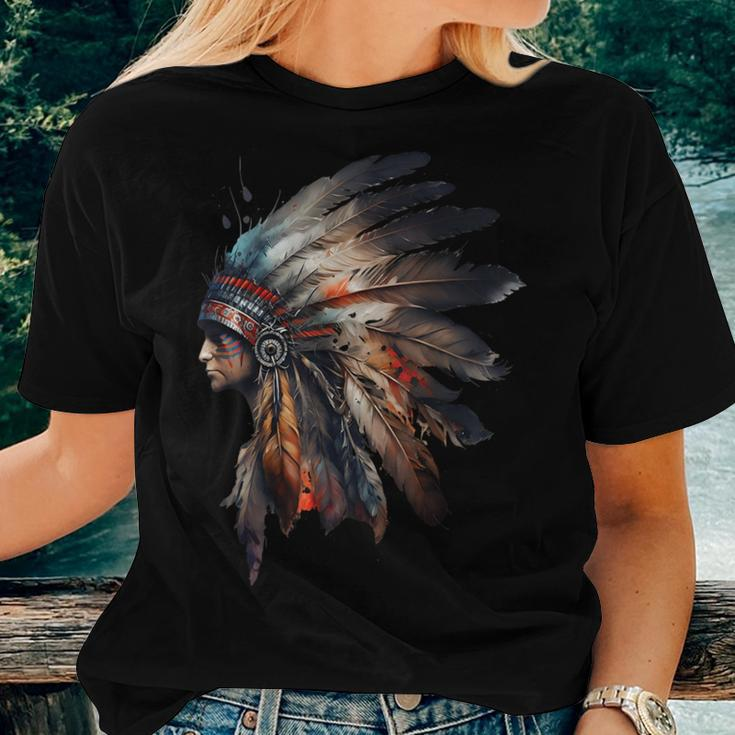 Native American Indian Headpiece Feathers For And Women Women T-shirt Gifts for Her