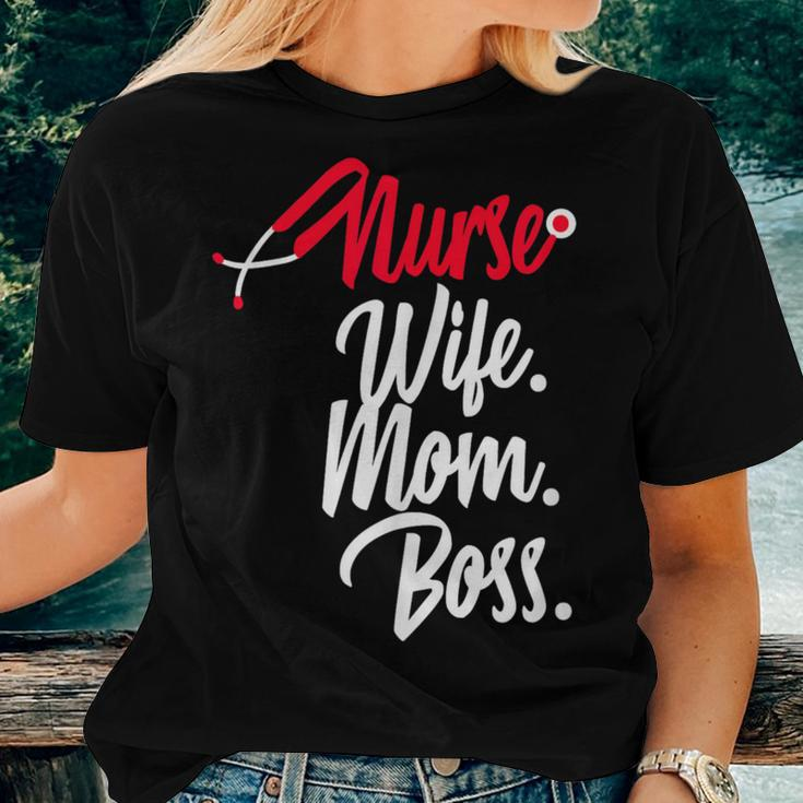Nurse Wife Mom Boss Retro Nurse Sayings Quotes Nursing Women T-shirt Gifts for Her