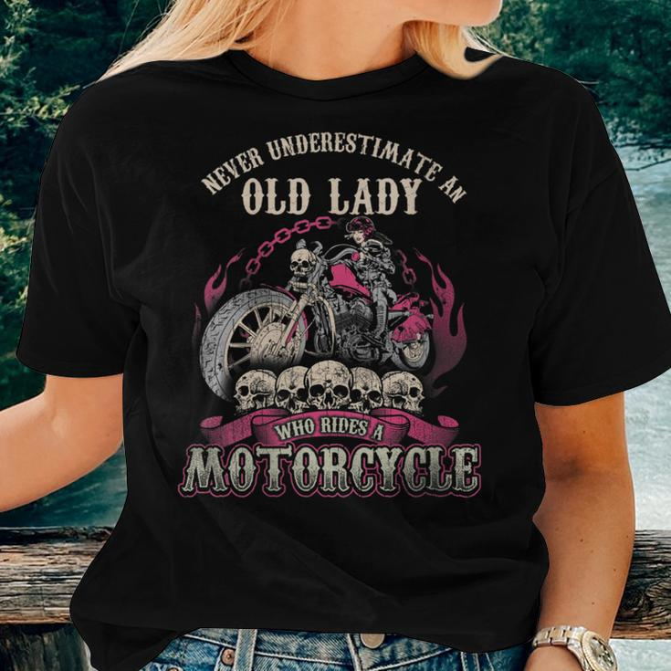 Old Lady Biker Chick Gift Never Underestimate Motorcycle Women T-shirt Gifts for Her