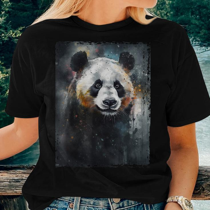 Panda Watercolor Panda Lovers Oil Painting Boys Kids Women T-shirt Gifts for Her