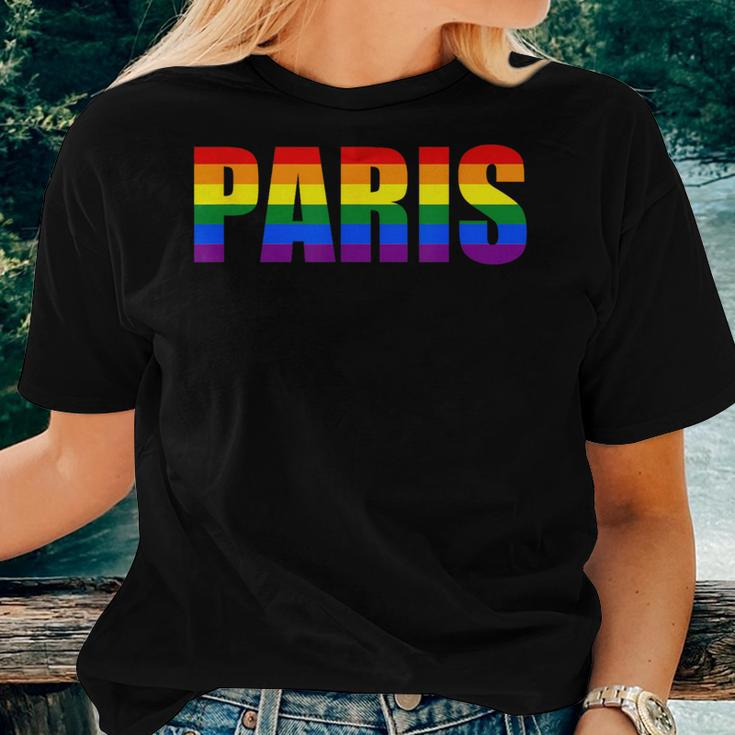 Paris France Lgbtq Pride Gay Lesbian Rainbow Flag Equality Women T-shirt Gifts for Her