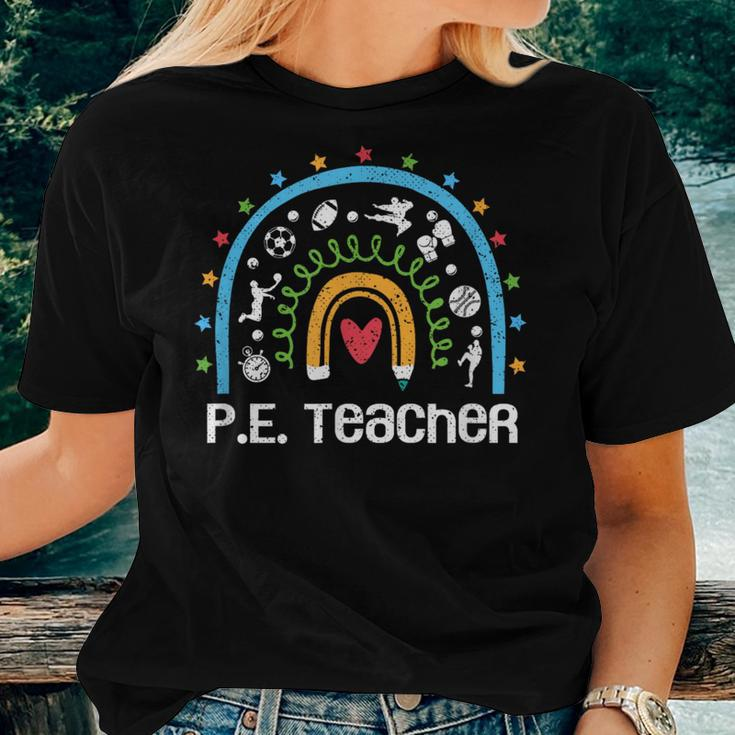 Pe Teacher Rainbow Back To School Physical Education Women T-shirt Gifts for Her