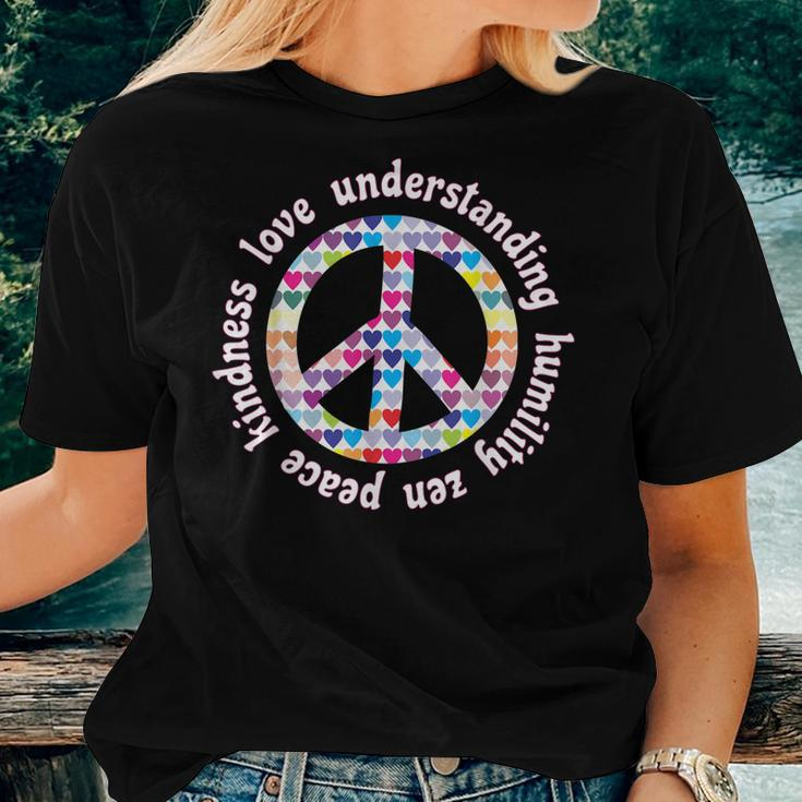 Peace Kindness Love Peace Sign Hearts Be Kind Women T-shirt Gifts for Her