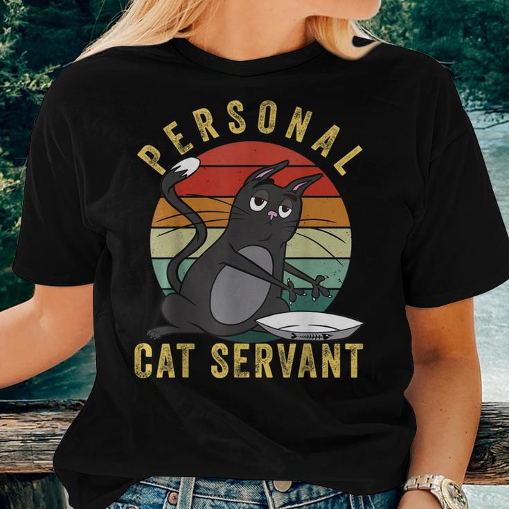 Personal Cat Servant Cat Mom Cat Dad Women T-shirt Gifts for Her