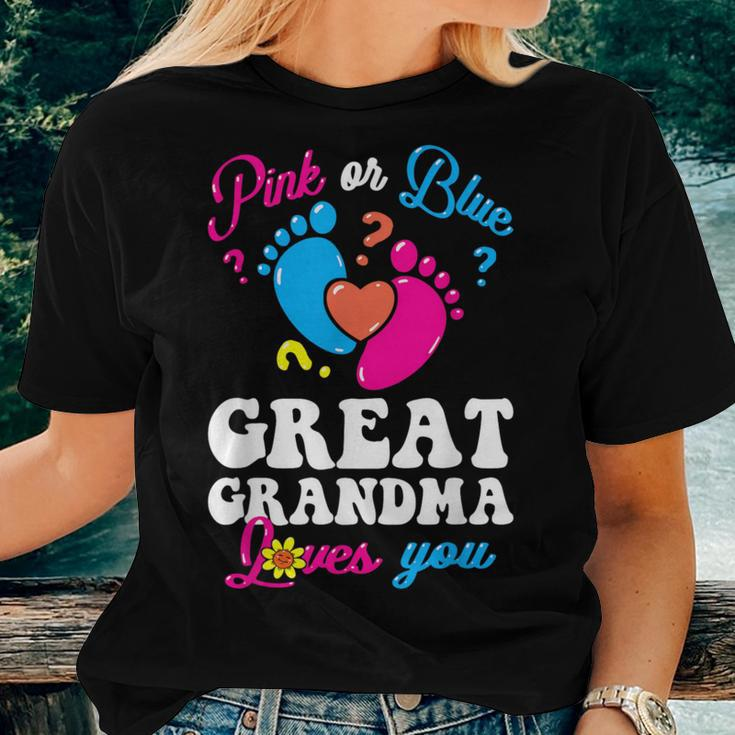 Pink Or Blue Great Grandma Love You Baby Gender Reveal Party Women T-shirt Gifts for Her