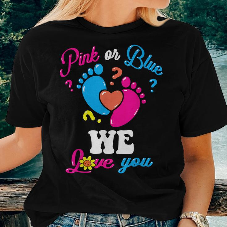 Pink Or Blue We Love You Baby Gender Reveal Party Mom Dad Women T-shirt Gifts for Her