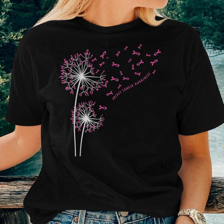 Pink Ribbon Dandelion Hope Love Breast Cancer Awareness Women T-shirt Gifts for Her