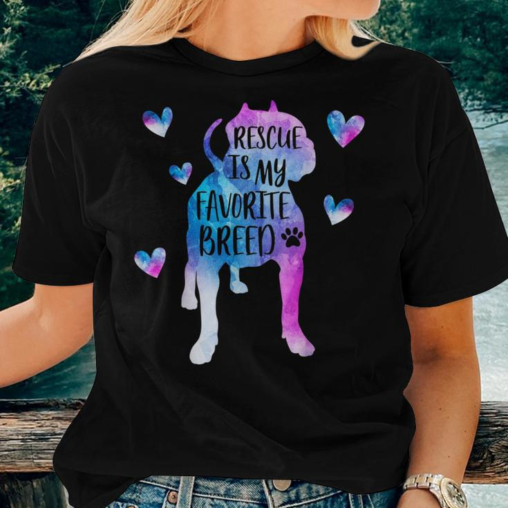 Pitbull Rescue Is My Favorite Breed Watercolor Cute Mom Women T-shirt Gifts for Her
