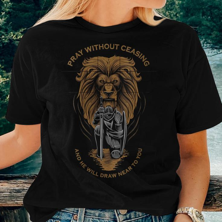 Prayer Warrior Jesus Christ God Lion Of Judah Graphic Women T-shirt Gifts for Her
